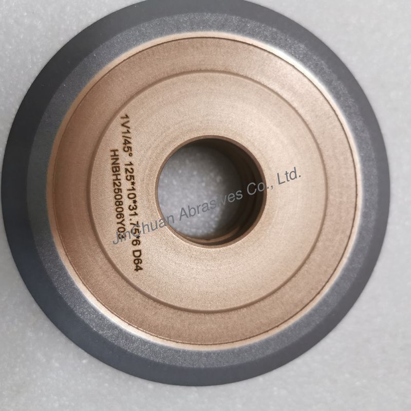 Resin And Metal Hybrid Bond Hybrid 1V1/45° 125*10*31.75*6mm D64 Diamond Grinding Wheel