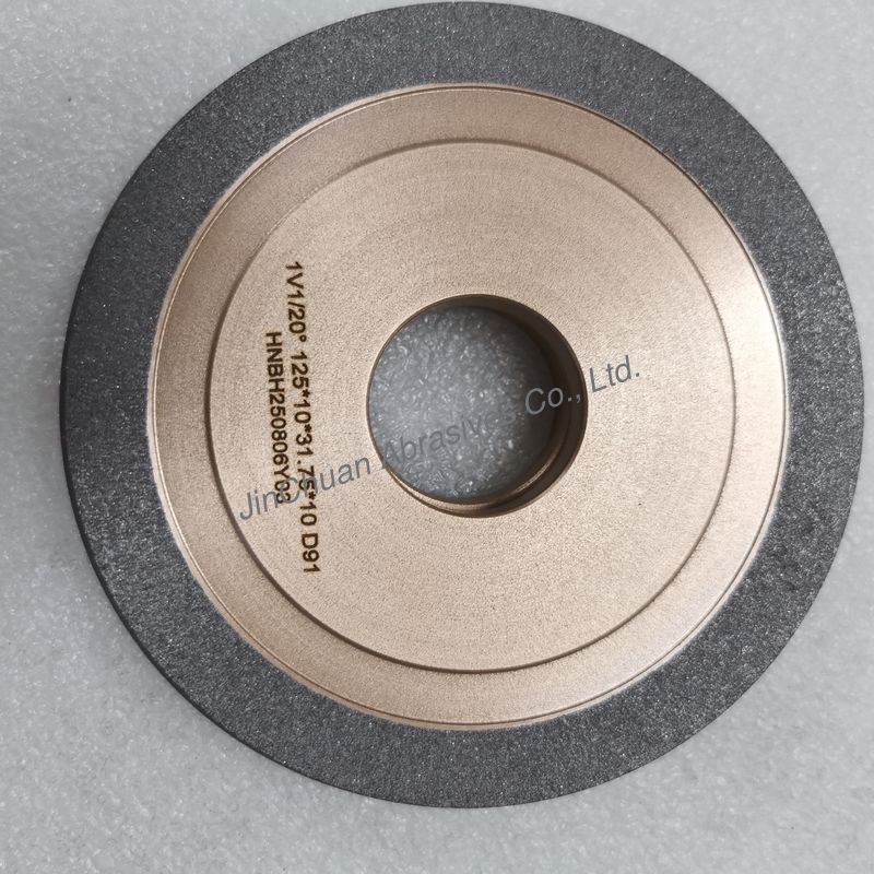 Resin And Metal Hybrid Bond Hybrid 1V1/20° 125*10*31.75*10mm D91 Diamond Grinding Wheel  Higher Efficiency, Longer Life And Shape Retention