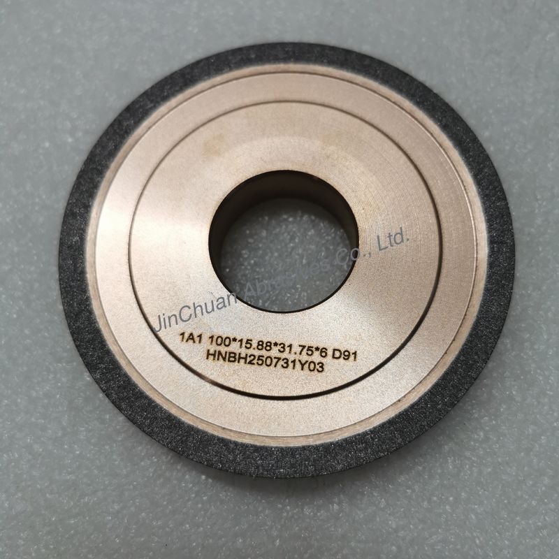 Resin And Metal Hybrid Bond Hybrid 1V1/15° 100*10*31.75*6mm D91 Diamond Grinding Wheel For Machining Carbide Tools And High-Speed Steel Tools