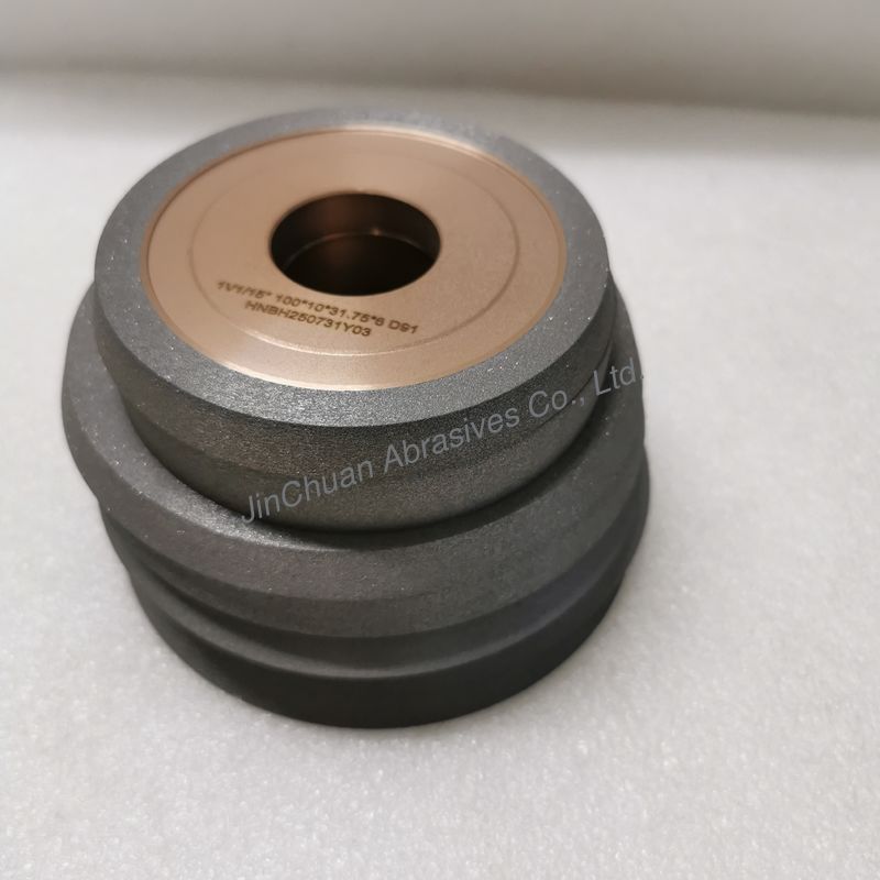 Resin And Metal Hybrid Bond Hybrid 1V1/15° 100*10*31.75*6mm D91 Diamond Grinding Wheel For Machining Carbide Tools And High-Speed Steel Tools