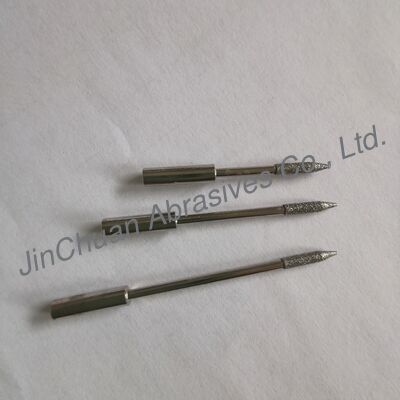 D151# Goupillon de meulage diamanté électrodéposé à rétention de grain ferme, avec un diamètre de tête de 2,2 mm et une longueur abrasive de 8 mm